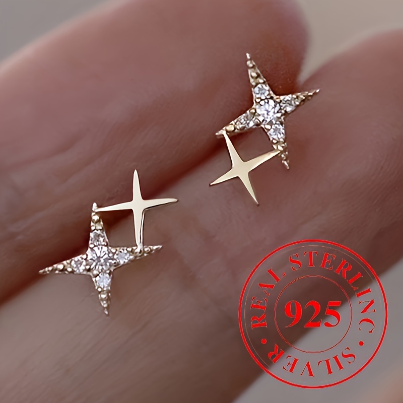 7 個スタースタッドピアスセット 14K ゴールドメッキジュエリー女性