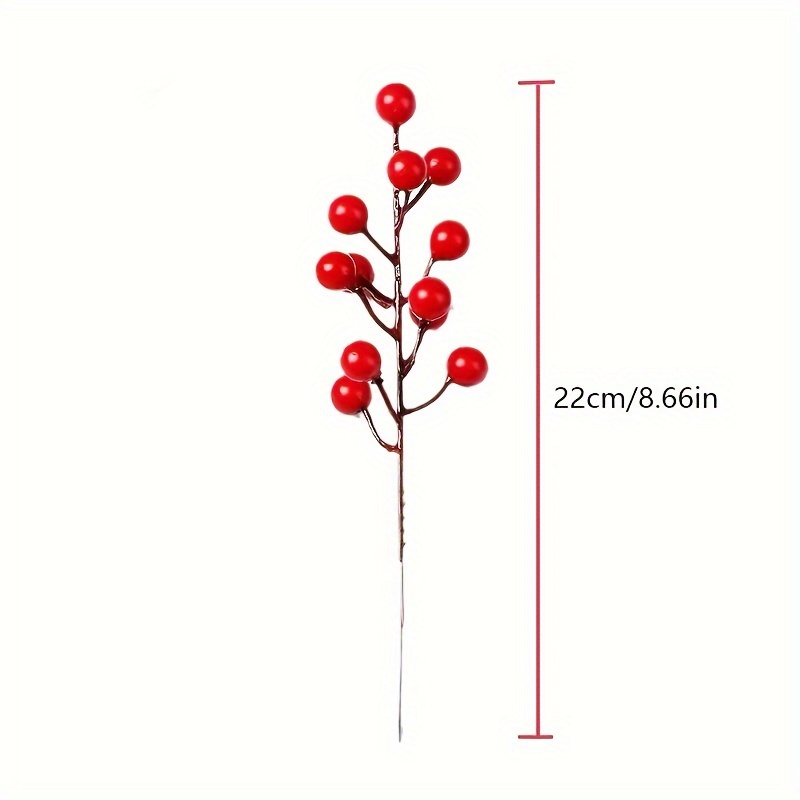 6pcs Berry Stems Artificial Eye-catching Festival Fake Holly Berry Stems  Plastic
