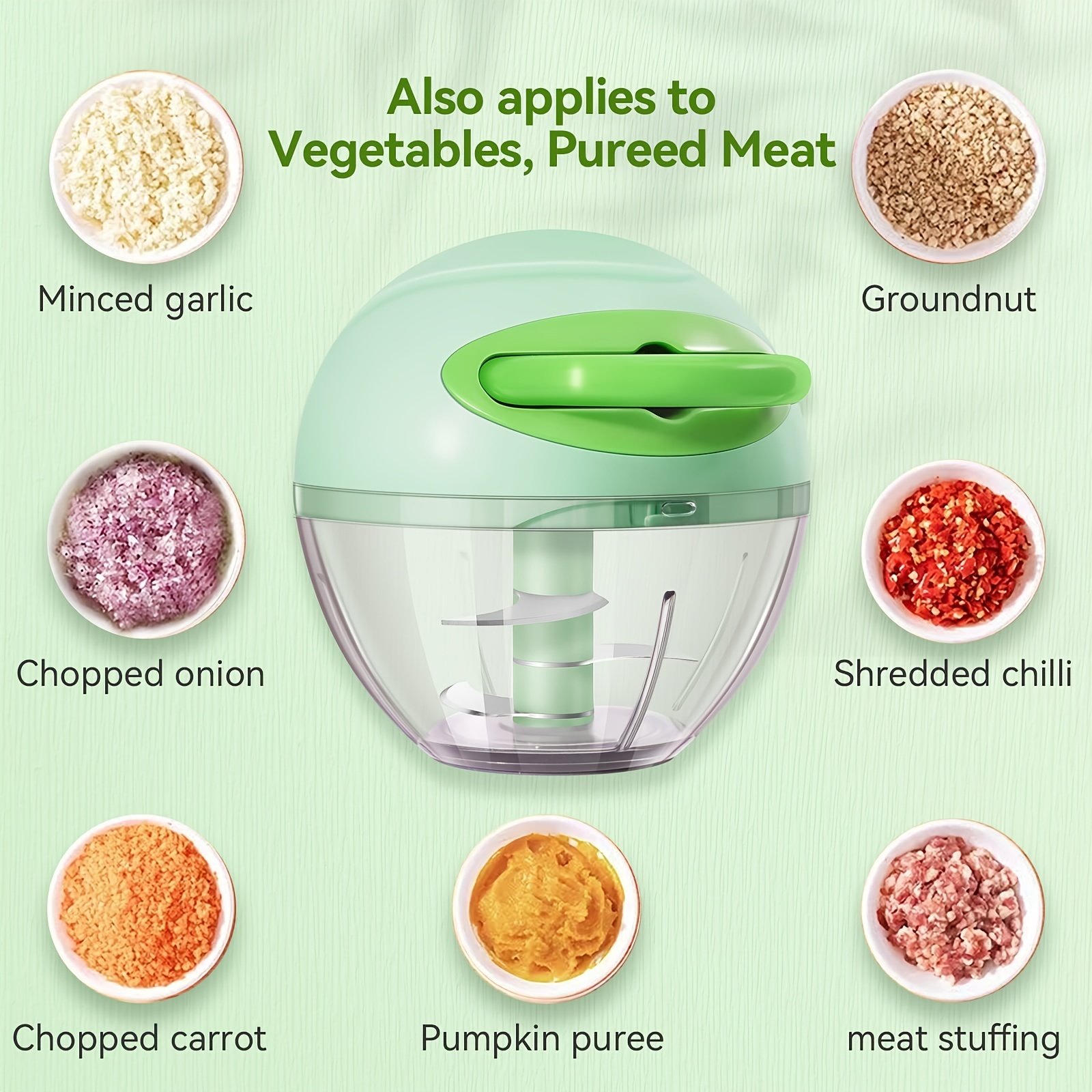 Manual Food Chopper, Mini Vegetable Onion Garlic Chopper Hand Pull
