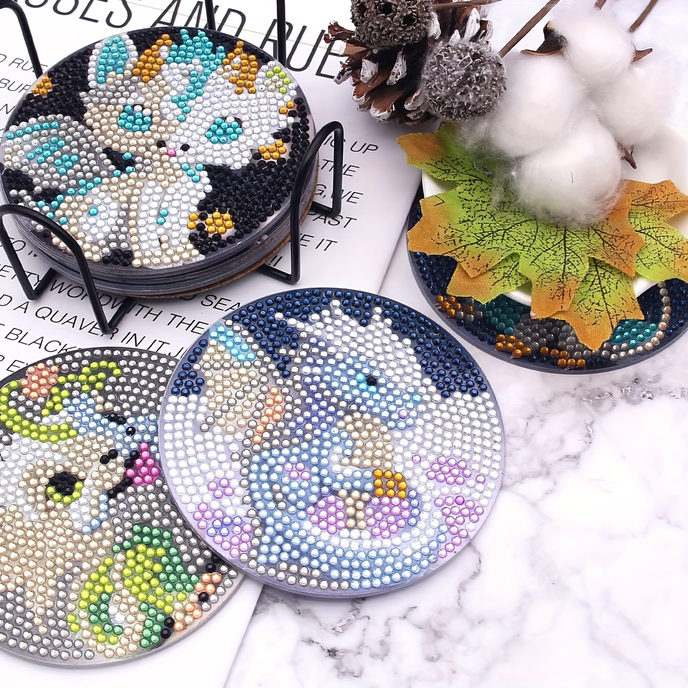  8 Pcs Diamond Painting Coasters, Diamond Art Coasters, Ocean  Coasters for Drinks with Holder, Diamond Painting Kits for Adults, DIY  Diamond Dots Art Craft christmas gifts Kit for Beginners & Kids 