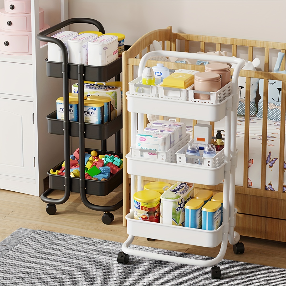 1pc Small Cart Storage Rack, Multilayer Kitchen/bedroom/bathroom Storage  Organizer For Baby Food And Snacks, With Moving Wheels