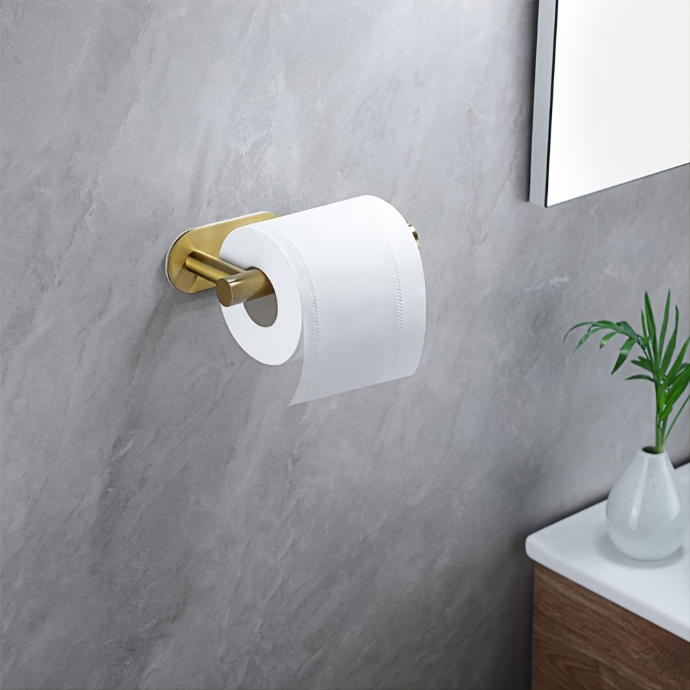 Gold Adhesive Toilet Paper Holder with Shelf, Wall Mounted Bathroom Toilet  Paper Holder, SUS 304 Stainless Steel, No Drilling