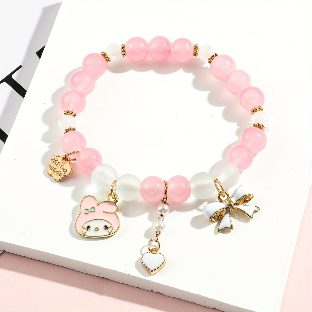 Kawaii Sanrio Hello Kitty Bracelet Small Fresh Crystal Student Girlfriend  Bracelet Couple Birthday Gift Christmas Accessories