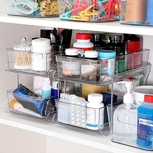 2 Tier Acrylic Clear Organizer With Dividers - Multi-purpose Slide-out  Storage Container For Bathroom Vanity, Under Sink Closet, And Countertop  Organization - Temu Australia