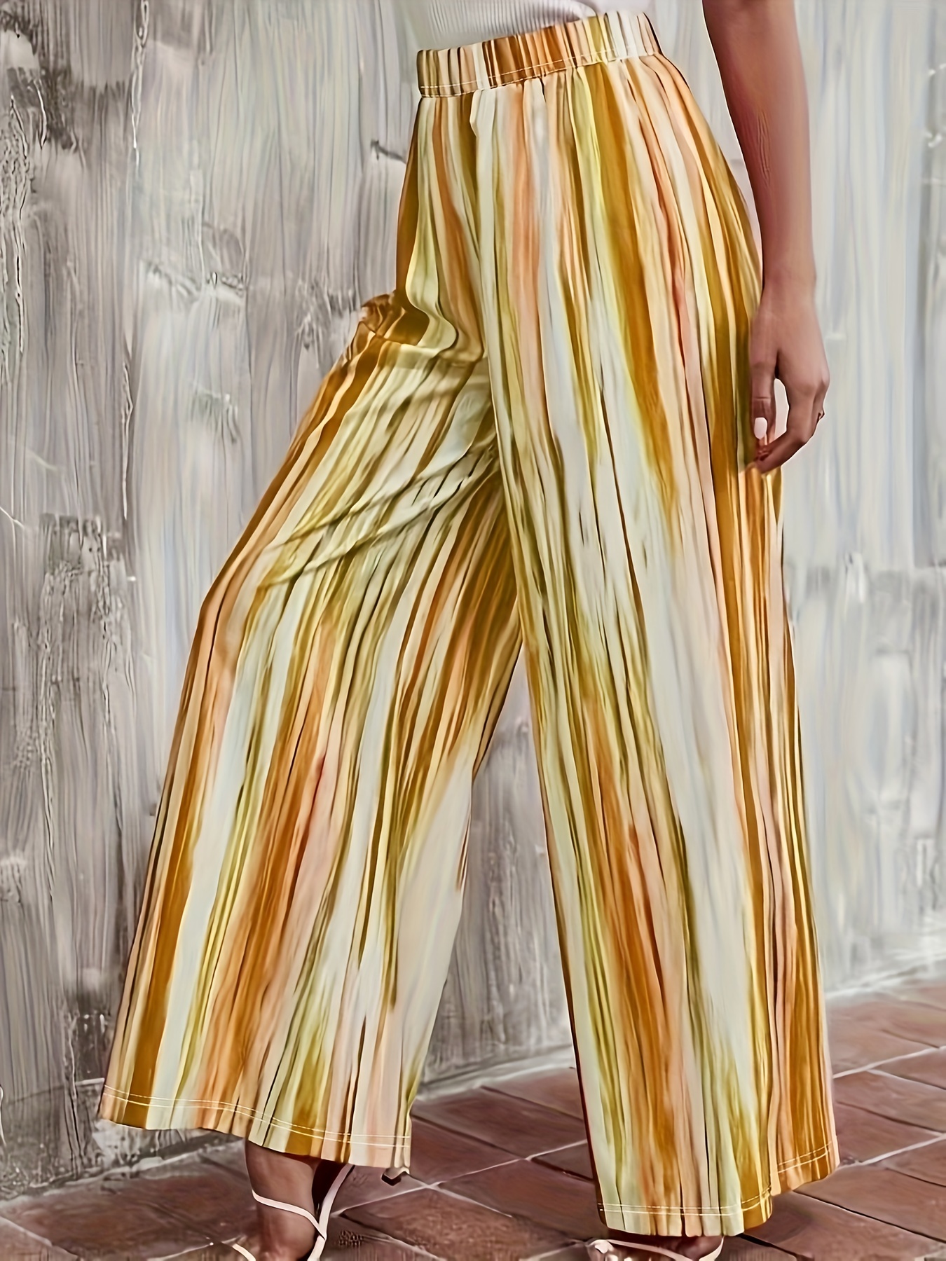 Tie Dye Wide Leg Pants Vintage Elastic Waist Pants Spring Temu Portugal