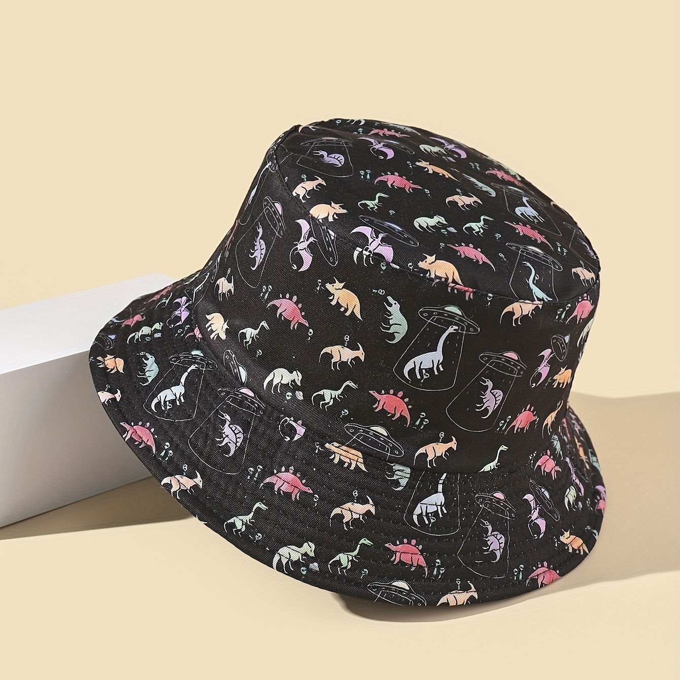 Men's Dinosaur Print Polyester Bucket Hat