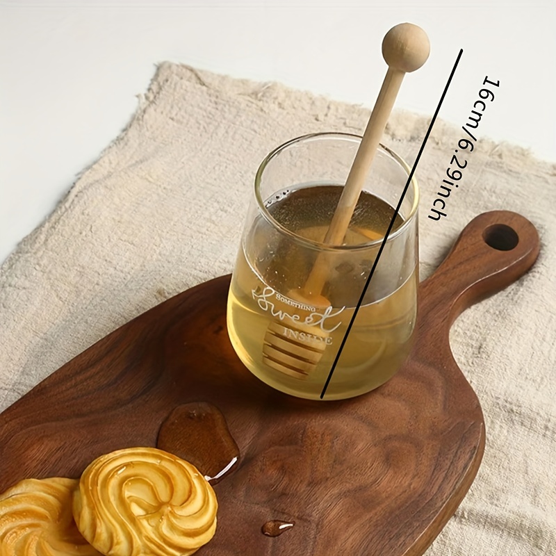 Wooden Honey Dipper Stirrer Stick for Coffee Blender Frother