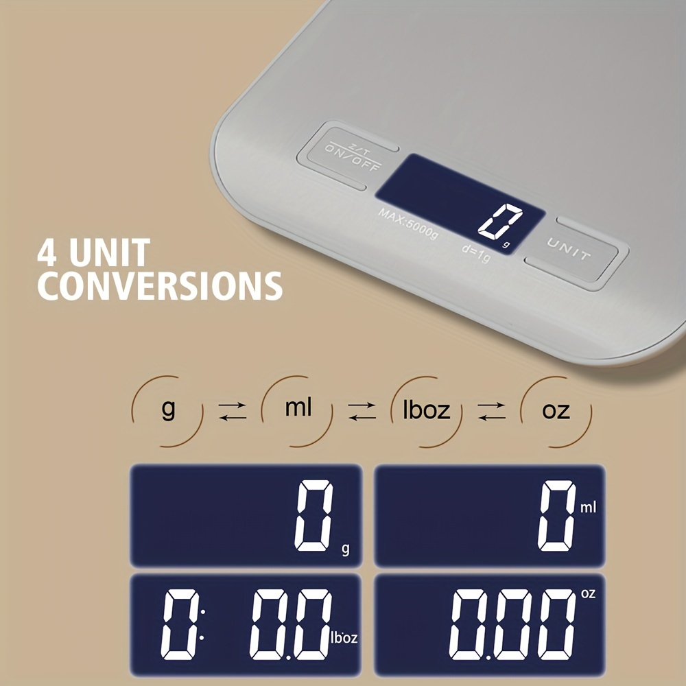 Rechargeable Stainless Steel Kitchen Scales - Accurate Gram Scale For Baking  And Cooking - Small And Portable - Includes 2 Aaa Batteries - Temu