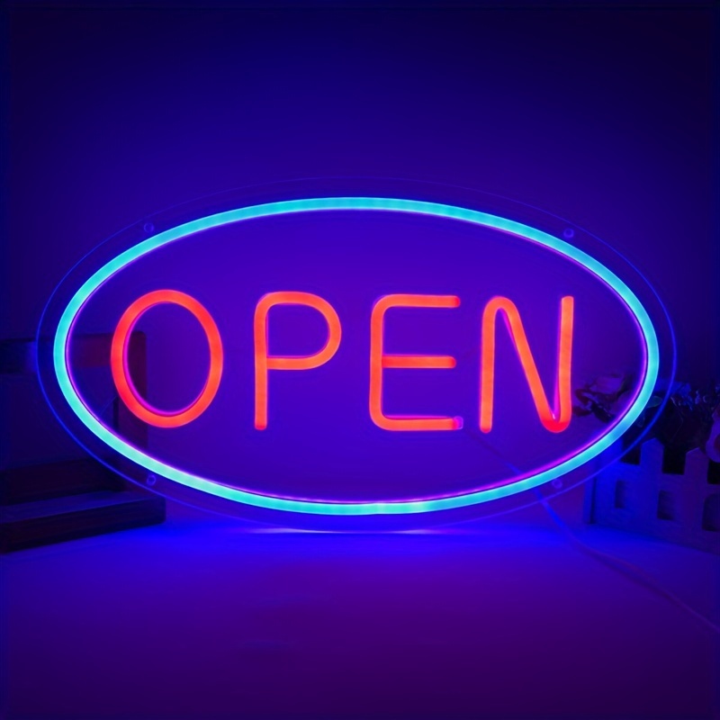 Large LED Open Sign Neon Bright for Restaurant Bar Club Shop Store Business  Oval