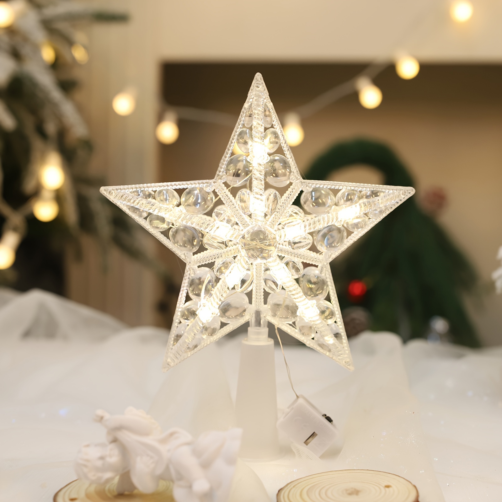 Lighted Christmas Tree Topper Led White Snowflake Tree - Temu