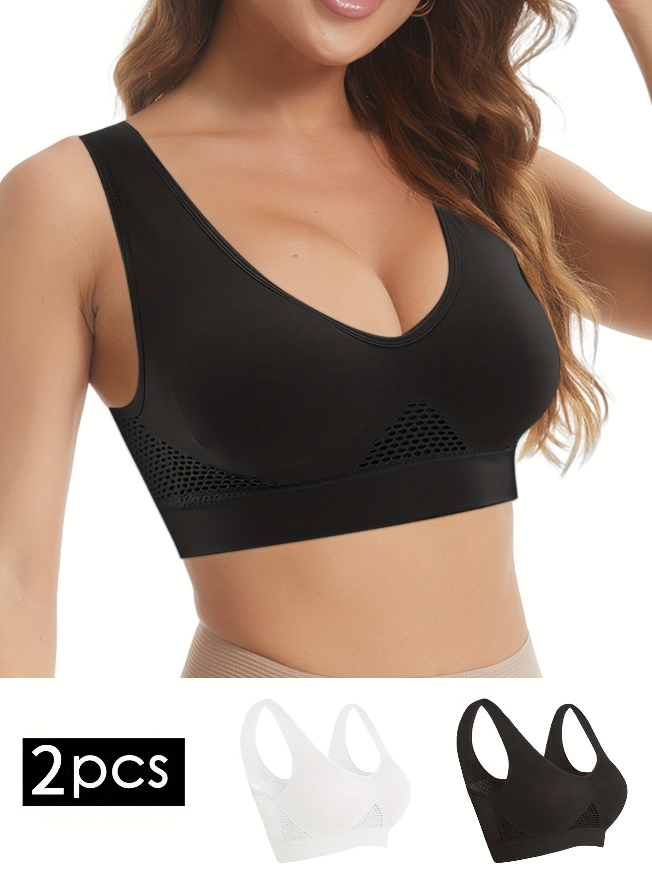 Wireless Sports Bras Comfy Breathable Running Workout Tank - Temu France