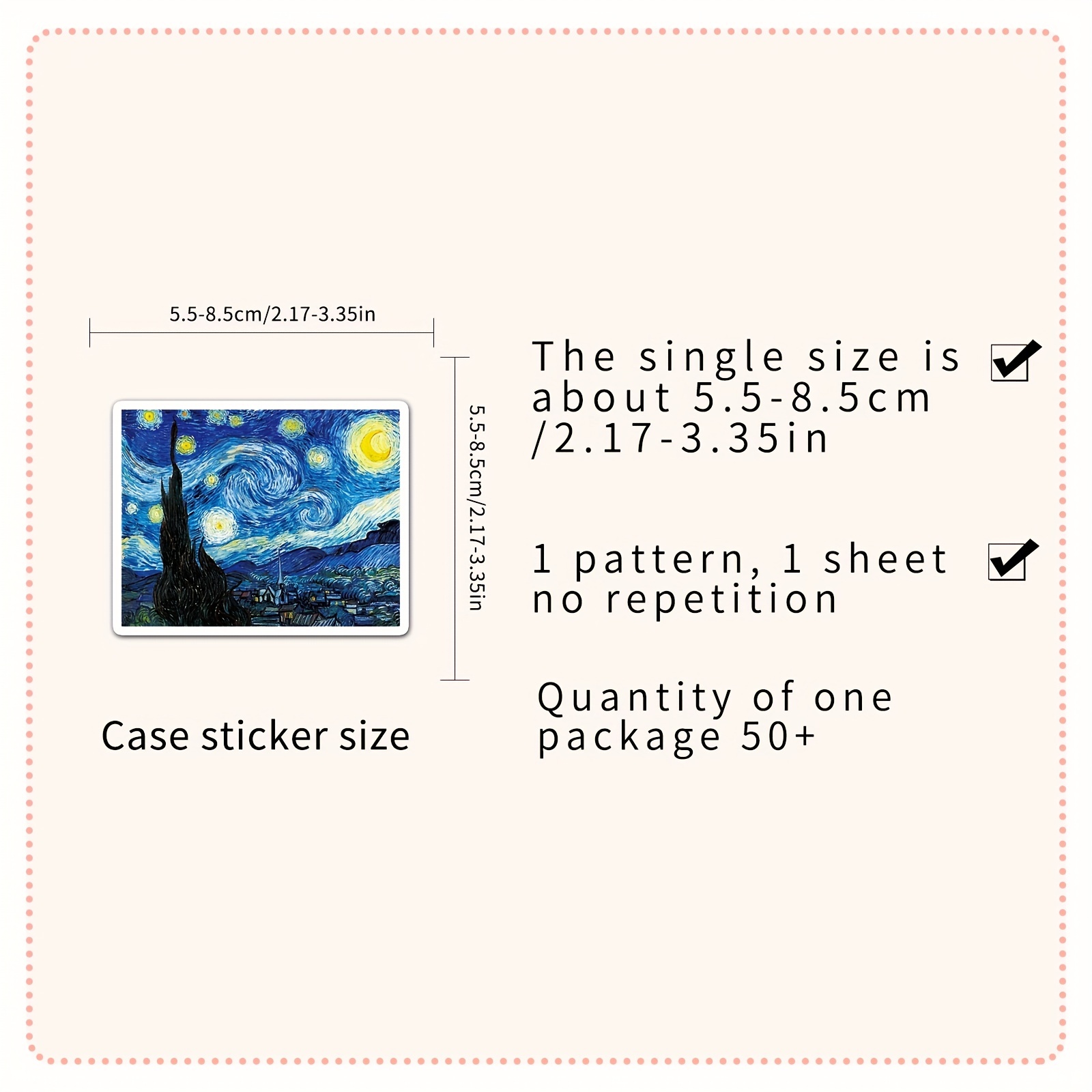 10/30/50Pcs Famous Painting Stickers Van Gogh Oil Painting Pattern