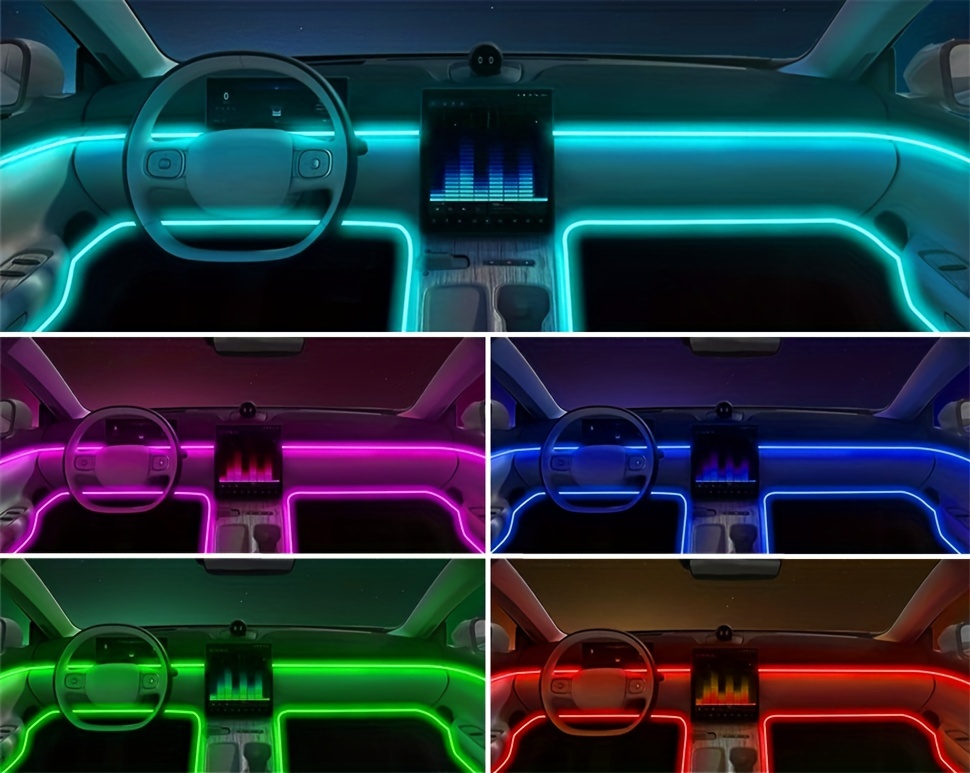 4X RGB LED Auto Innenraum Zubehör Boden Deko Atmosphäre Streifen Lampe Licht