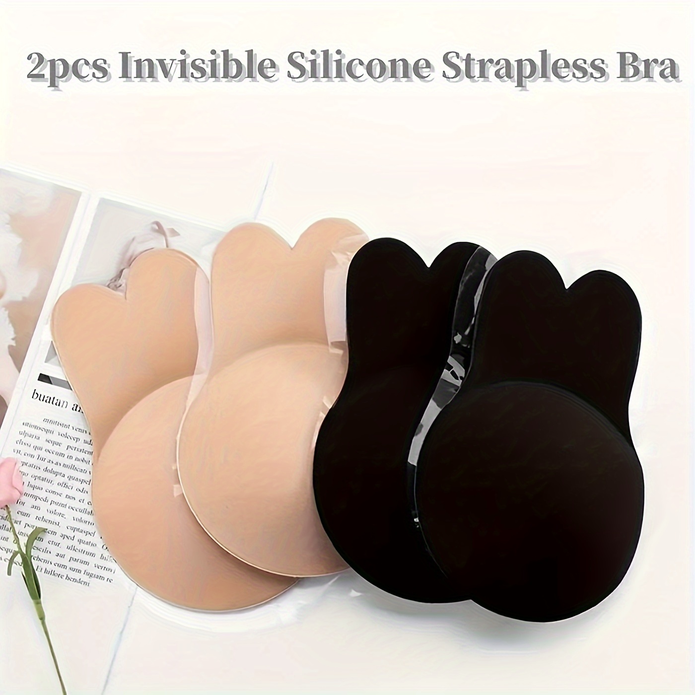 2 Pairs Women Self Adhesive Bra Strapless Invisible Breast Lift Tape Lace  Stick Gel U Shape Bra Pads Plus Size _sc