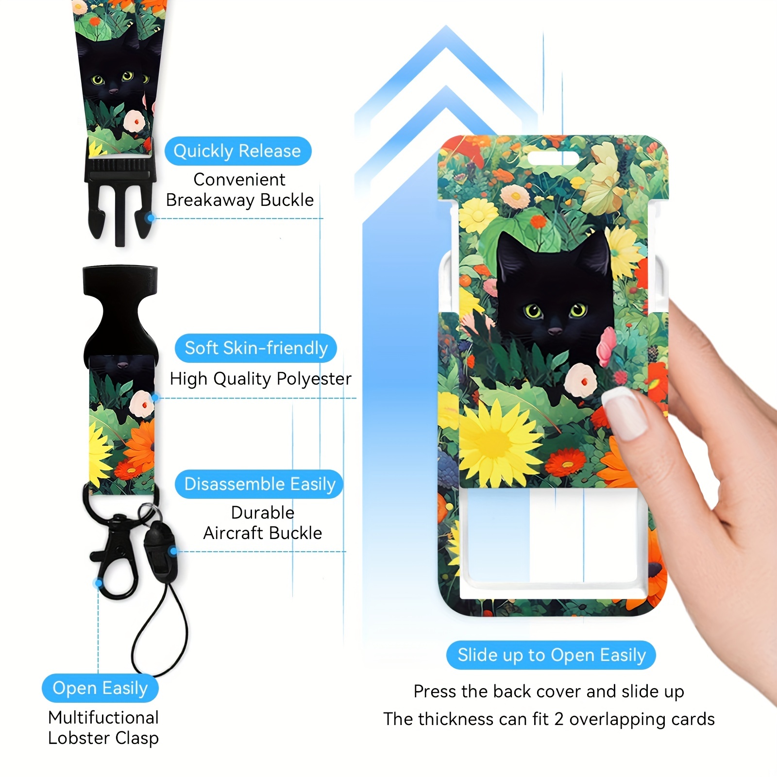  Badge Holder with Retractable Reel ，Black Cat Hiding