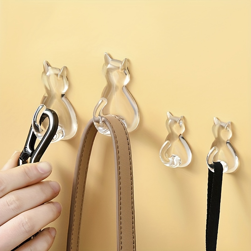 Cat Tail Sticky Hooks Wall Mounted Cartoon Free Punching - Temu