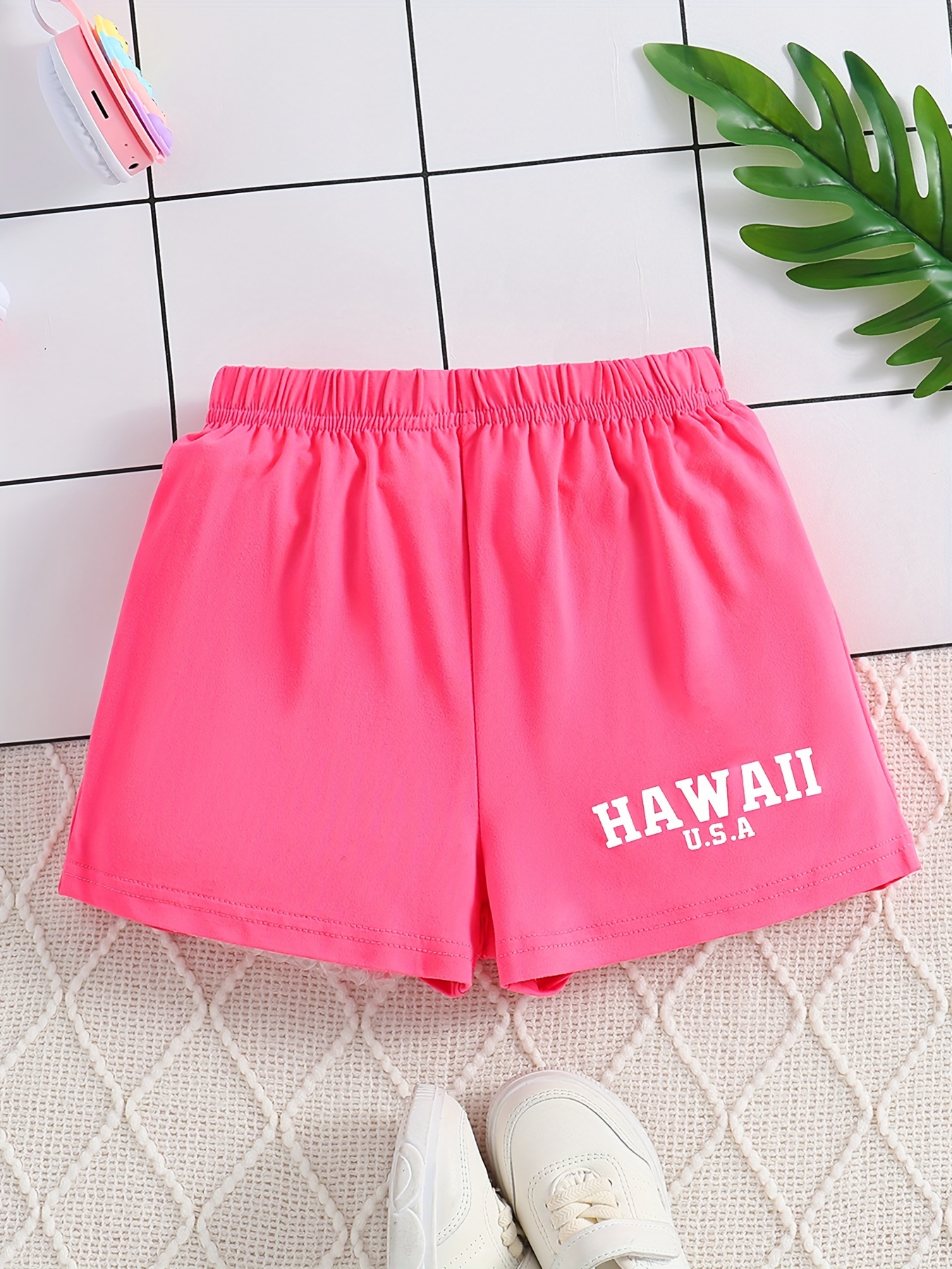 Girls Letter hawaii Graphic Elastic Waist Casual Track - Temu Australia