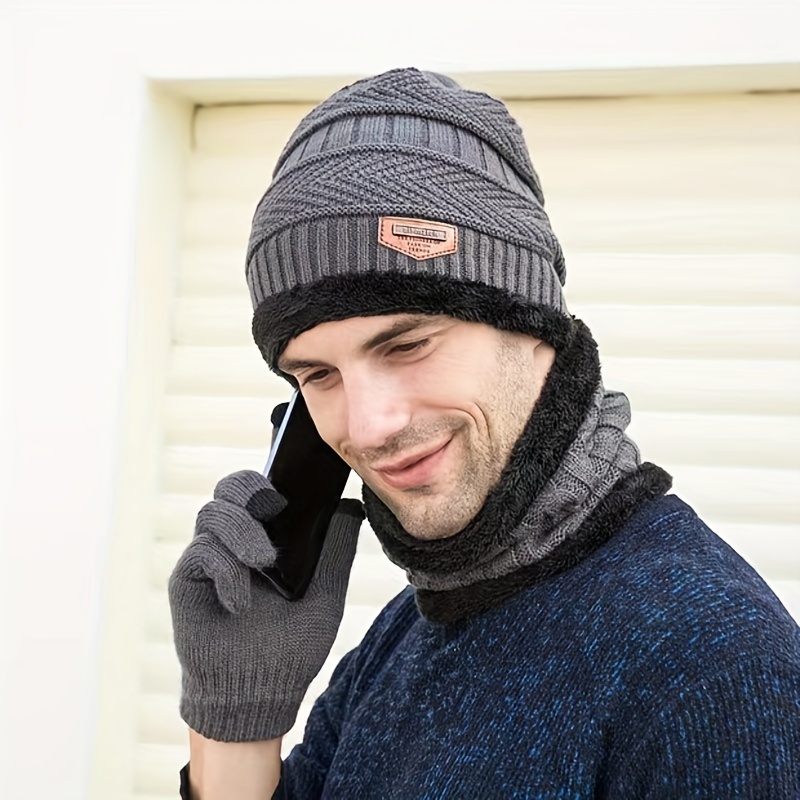 Bonnet d'hiver Chapeaux Echarpe Set Chapeau en tricot chaud Tête