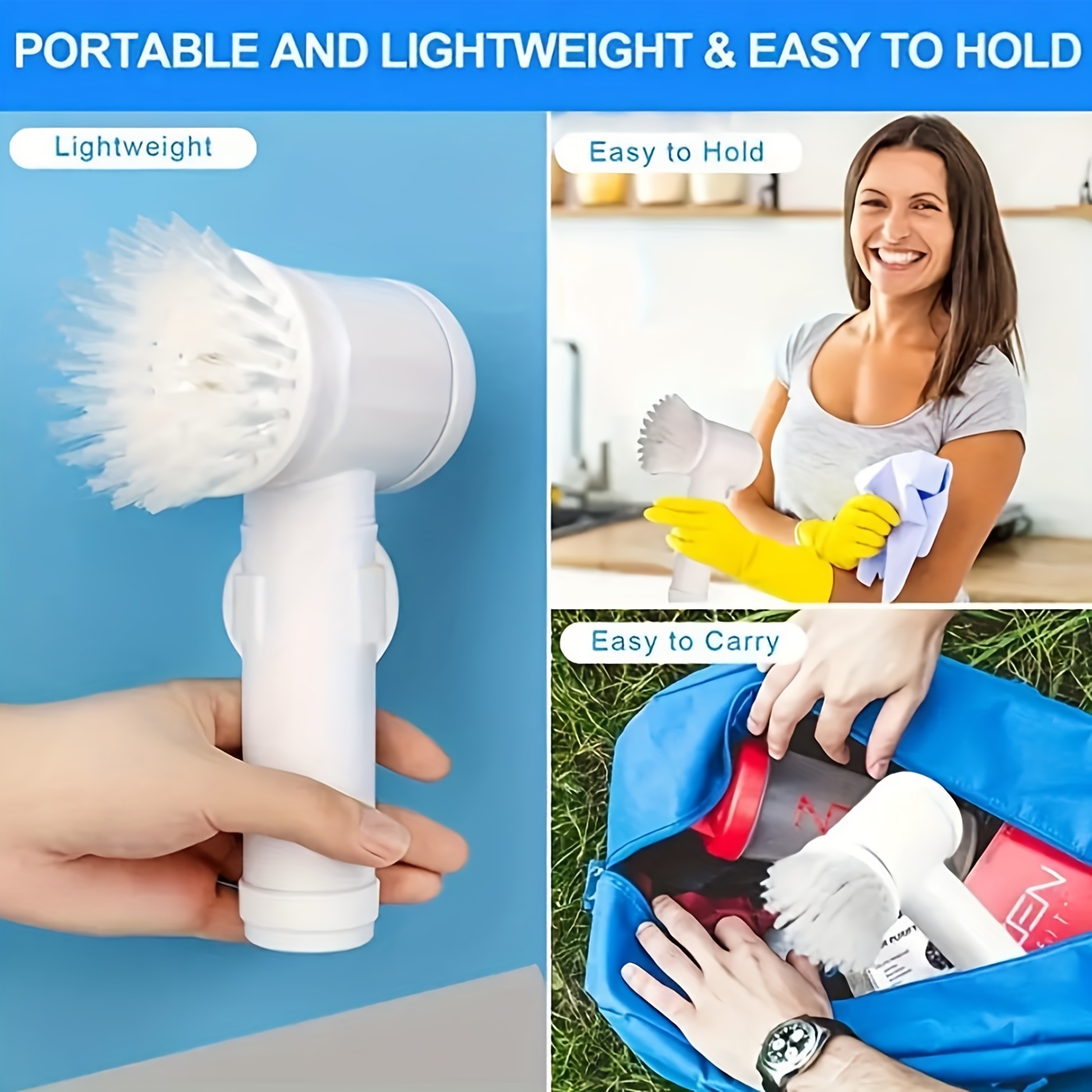 5 in1 Handheld Electric Cleaning Brush for Bathroom Toile and Tub