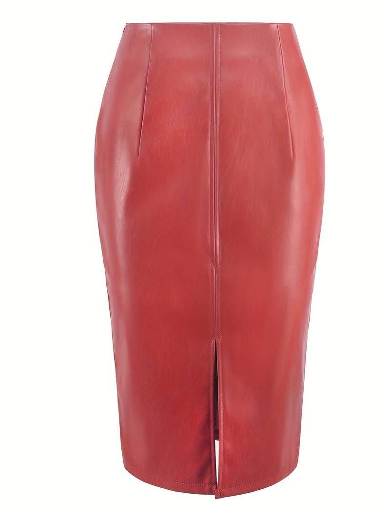 Women's Glossy Black Patent Leather Bodycon Mini Pencil Skirt – Clubwear Nightwear