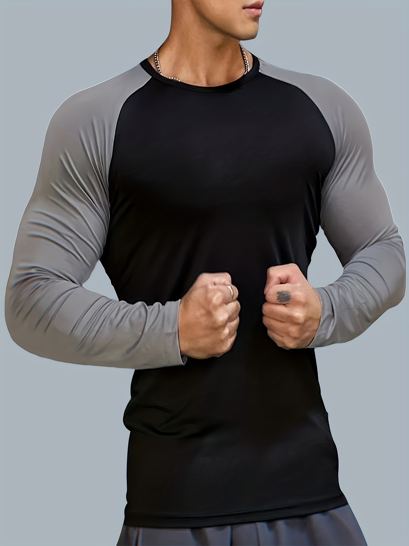 Men's Compression T Shirt Mock Neck Sports Base Layer Gym Long Sleeve  Activewear