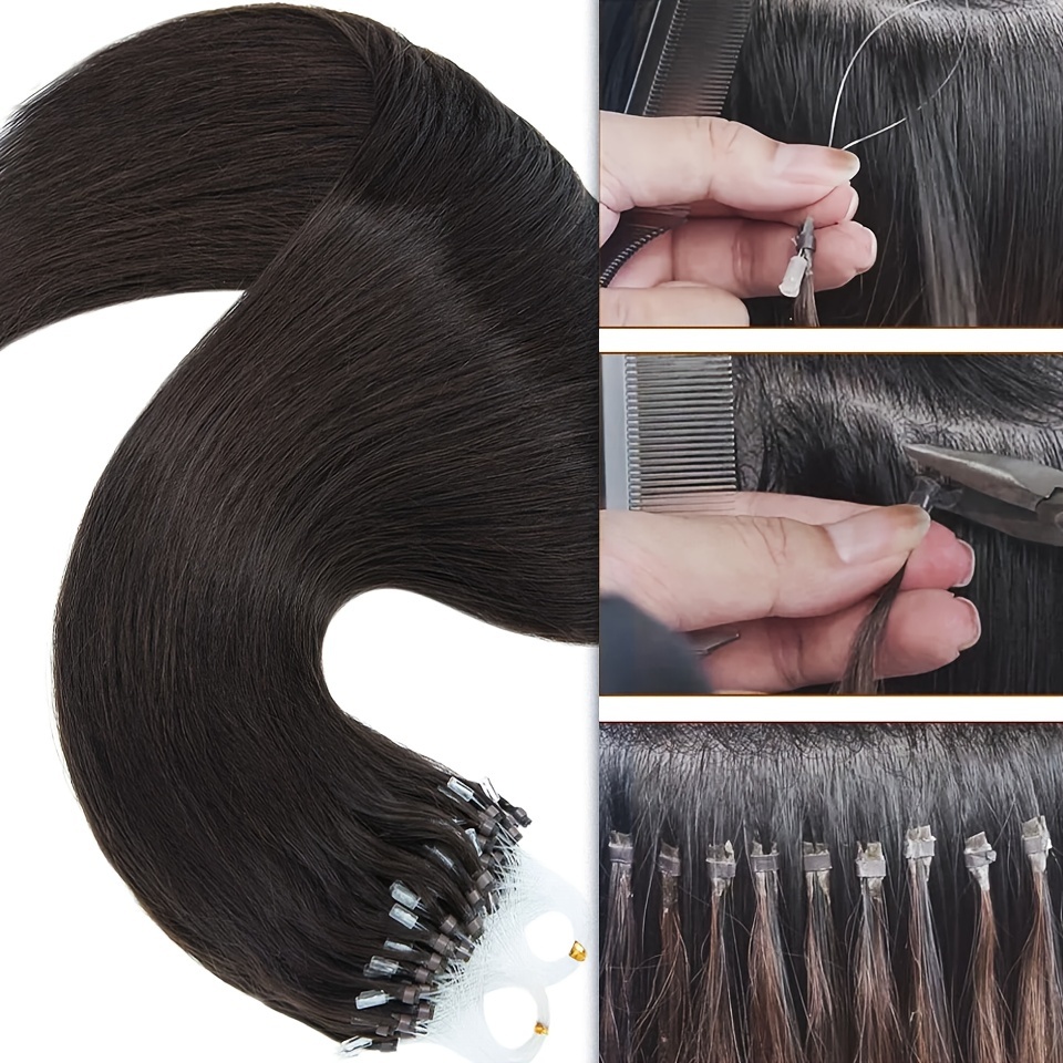 Micro Ring Hair Extensions Straight Micro Loop Hair - Temu