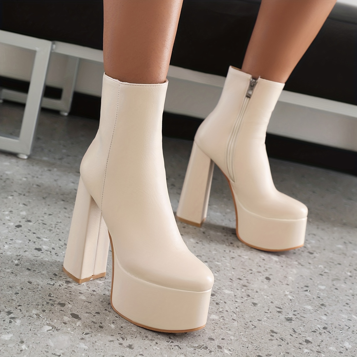 Block heel platform outlet booties