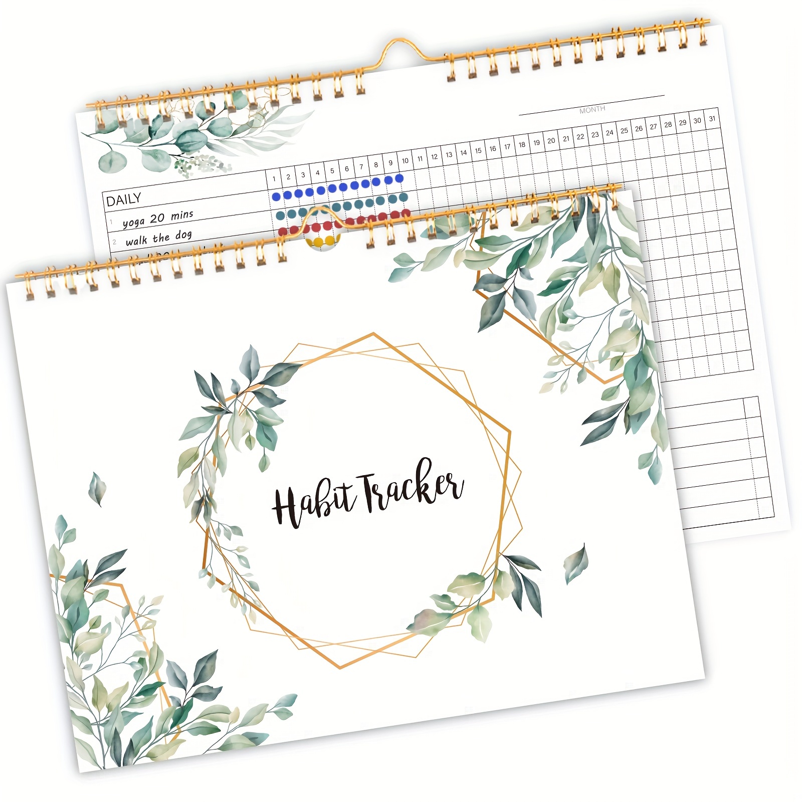 TREES 1 Pc Habit Tracker Calendar Spiral Binding Habit Journal With 12  Different Plant Pages, Undated Daily Weekly Monthly Habit Tracker To Boost  Prod