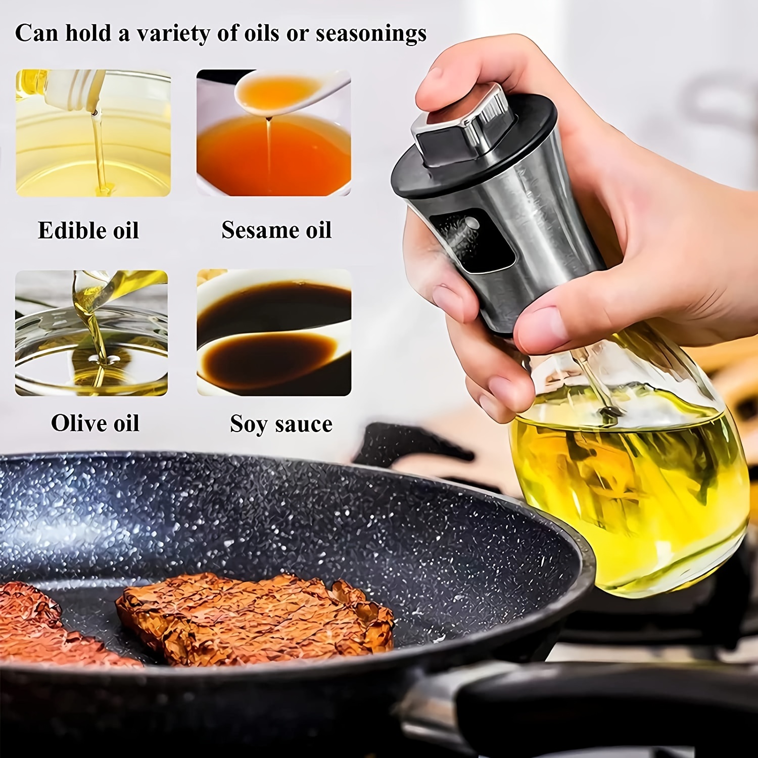  LayYun Dispensador de aceite de oliva para cocinar, rociador de  aceite de vidrio de grado alimenticio, botella de vinagre transparente,  dispensador de aceite de 3.4 fl oz para barbacoa/hacer : Hogar