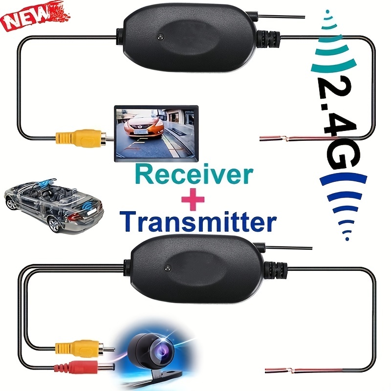 Caméra de recul sans fil 2.4Ghz, émetteur-récepteur vidéo pour voiture,  caméra de recul, lecteur DVD, moniteur de stationnement