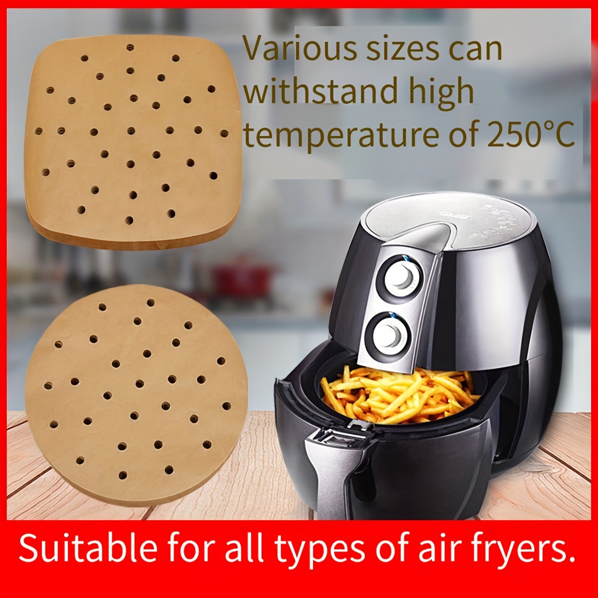 30pcs Air Fryer Liners Non-stick Disposable Steaming Paper, Compatible With  5.8qt Air Fryer Basket