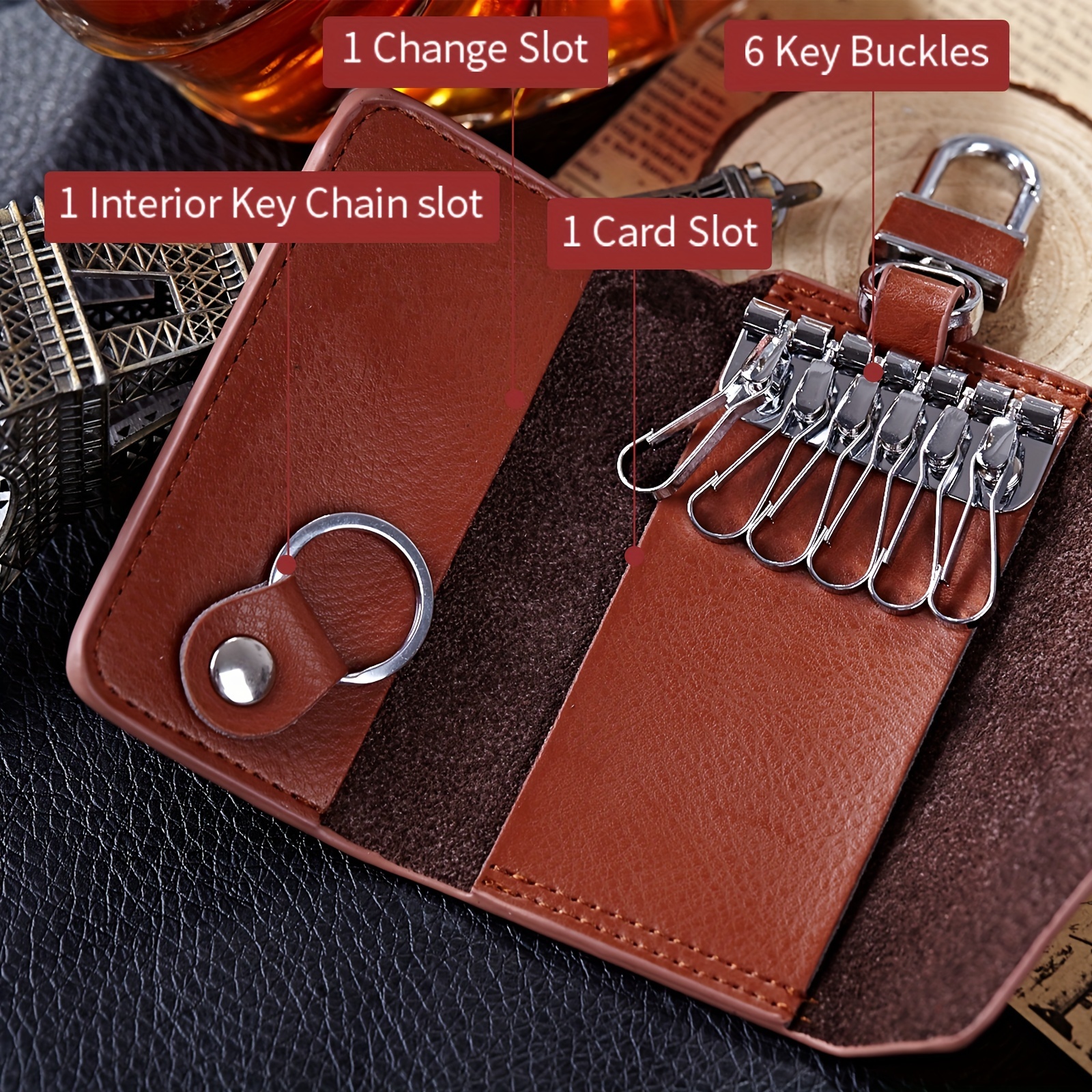 Real Leather key case leather key holder leather key wallet for 6