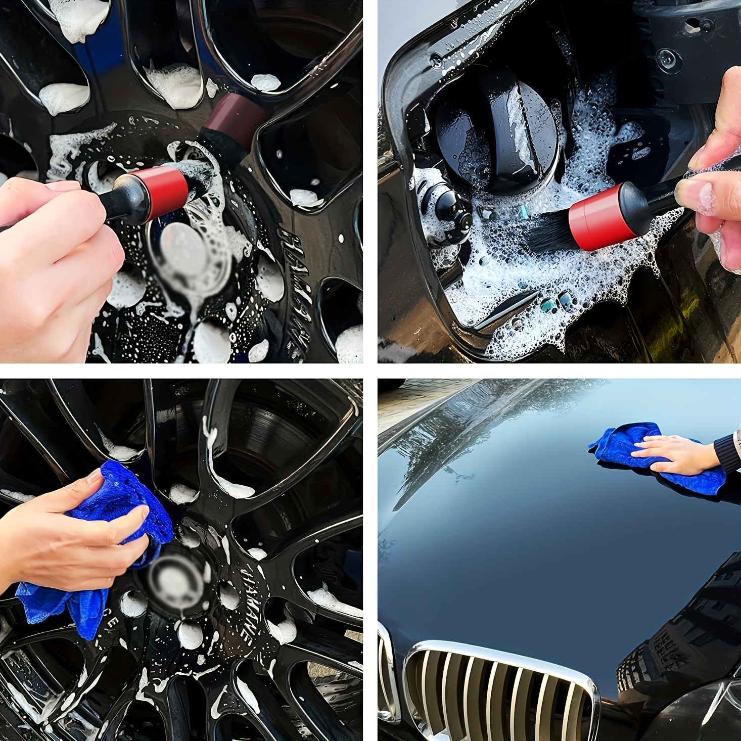 TTRCB 20pcs Car Wheel Tire Detailing Brush Set,Car Detailing Kit,Car Detailing Brushes,Auto Detailing Drill Brush Set,17 Long Handle