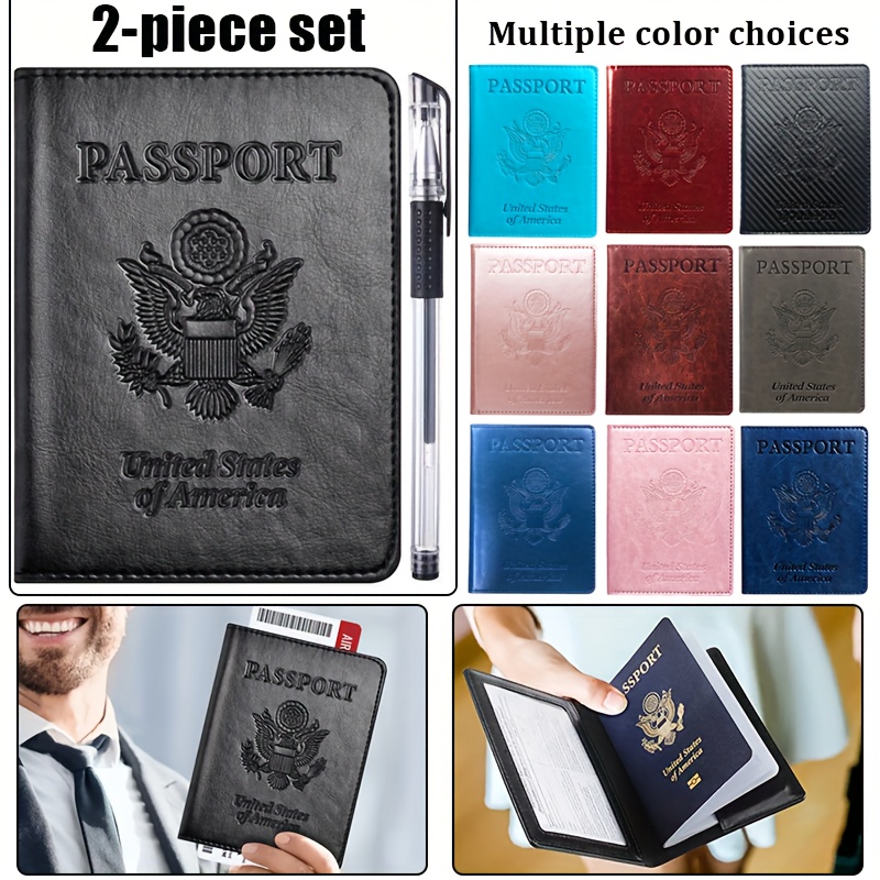 Multi-color bronzing aircraft leather passport bag hand-sewn pu passport  holder travel passport protective sleeve card holder