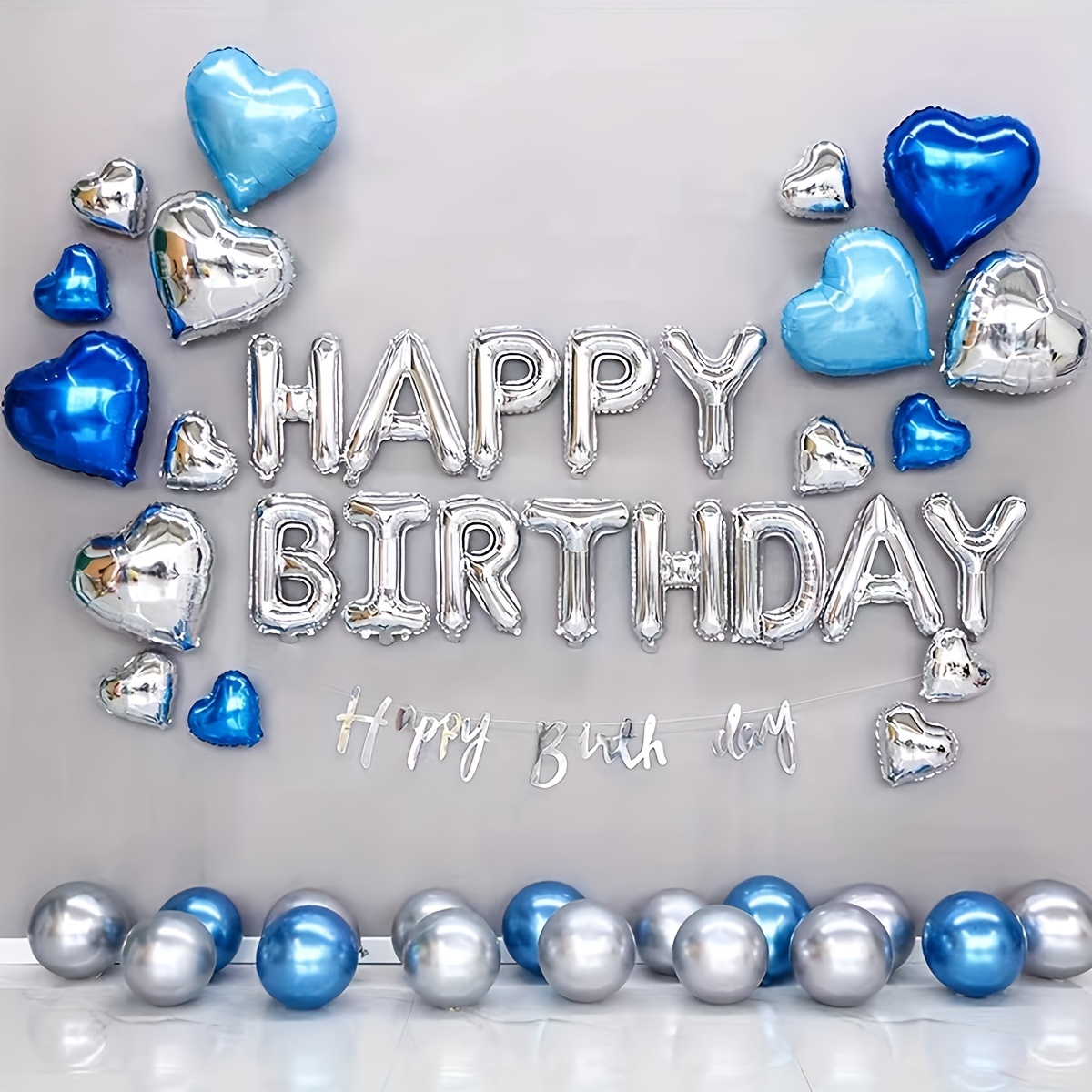 18 ° compleanno blu argento palloncini lattice palloncini set