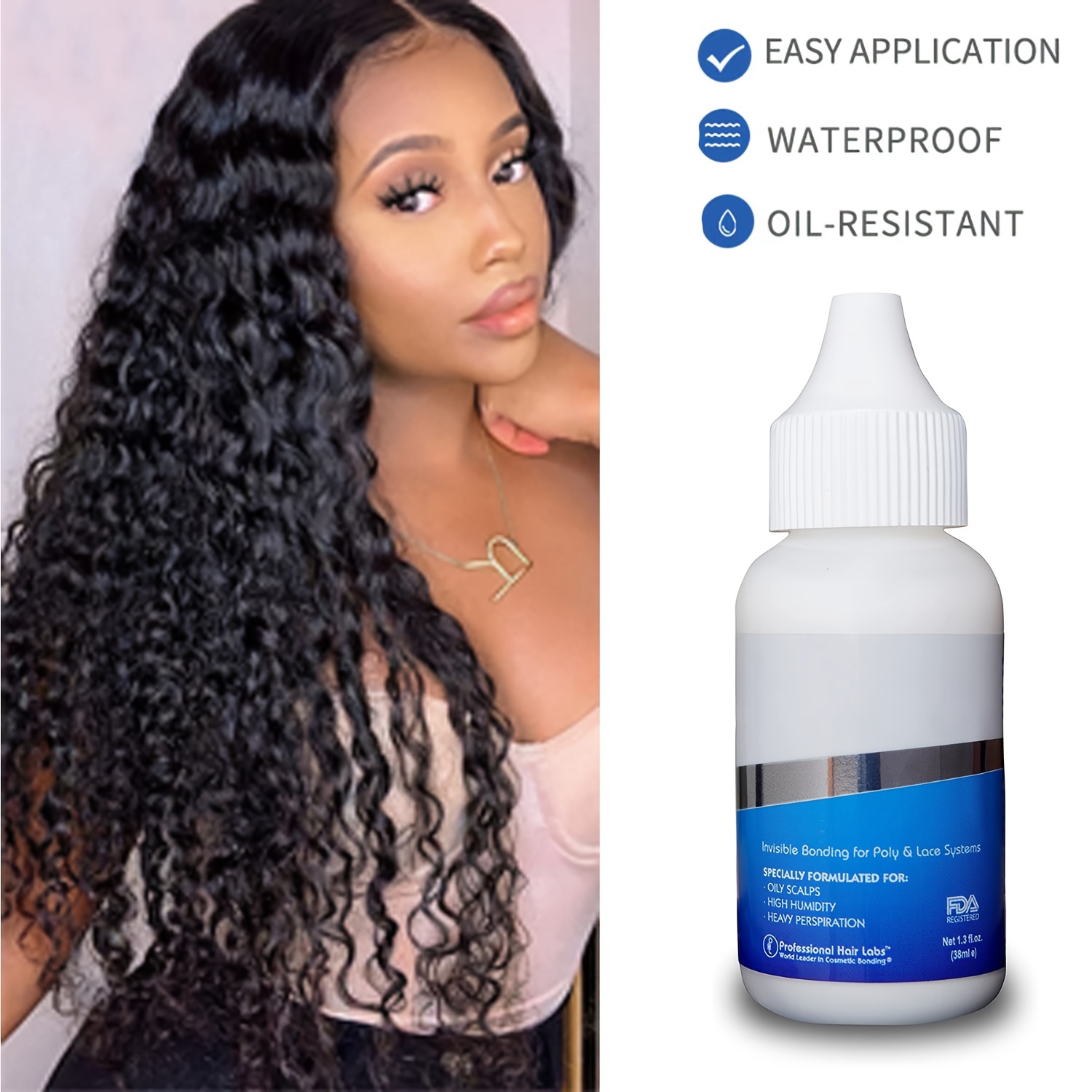 Hair Replacement Adhesive - 1.3oz - Invisible Bonding Glue: Extra Moisture  Control - Light Hold For Poly And Lace Hairpiece, Wig, Toupee Systems, Wig