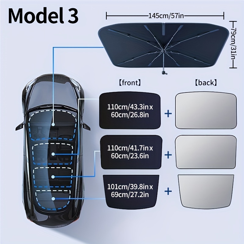 Model 3/model Y Special car Sunshade Set Windshield - Temu