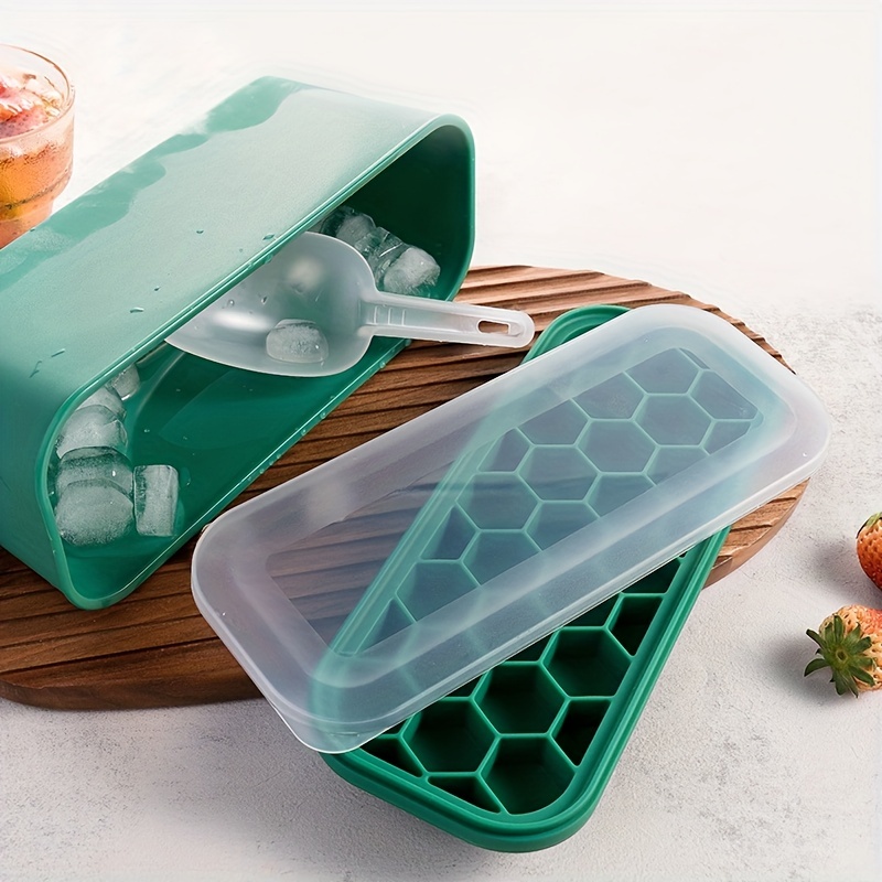 Ice Cube Mold, Freezer Ice Tray With Ice Scoop And Ice Box, Easy To Release Ice  Cubes Mold With Storage Box For Refrigerating Cocktails Whiskey Coffee,  Kitchen Utensils, Apartment Essentials, College Dorm