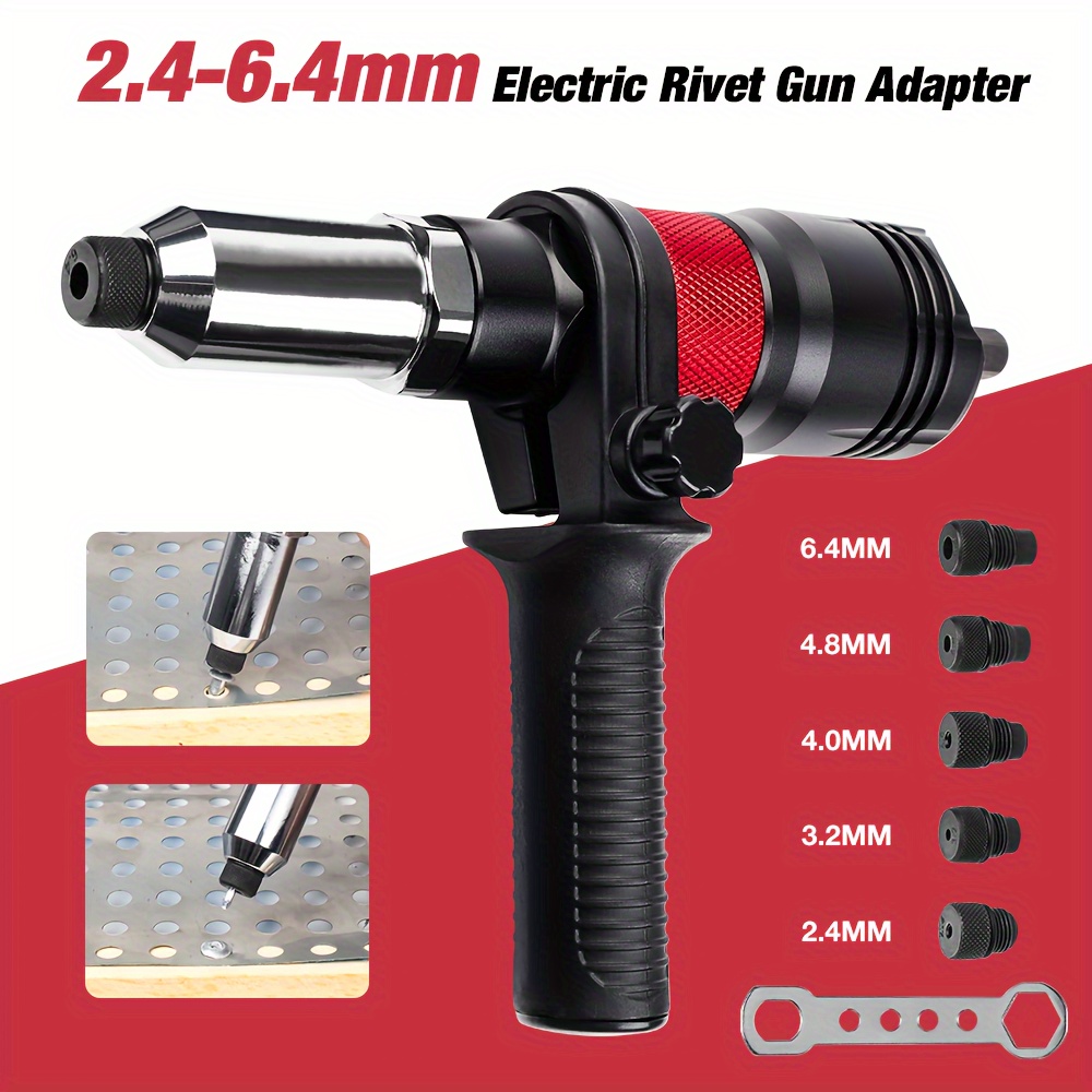 Adaptateur Riveteuse, Kit d'adaptateur de Pistolet à Riveter pour Perceuse  électrique sans Fil, Pistolet à Riveter électrique Rivetage Outil
