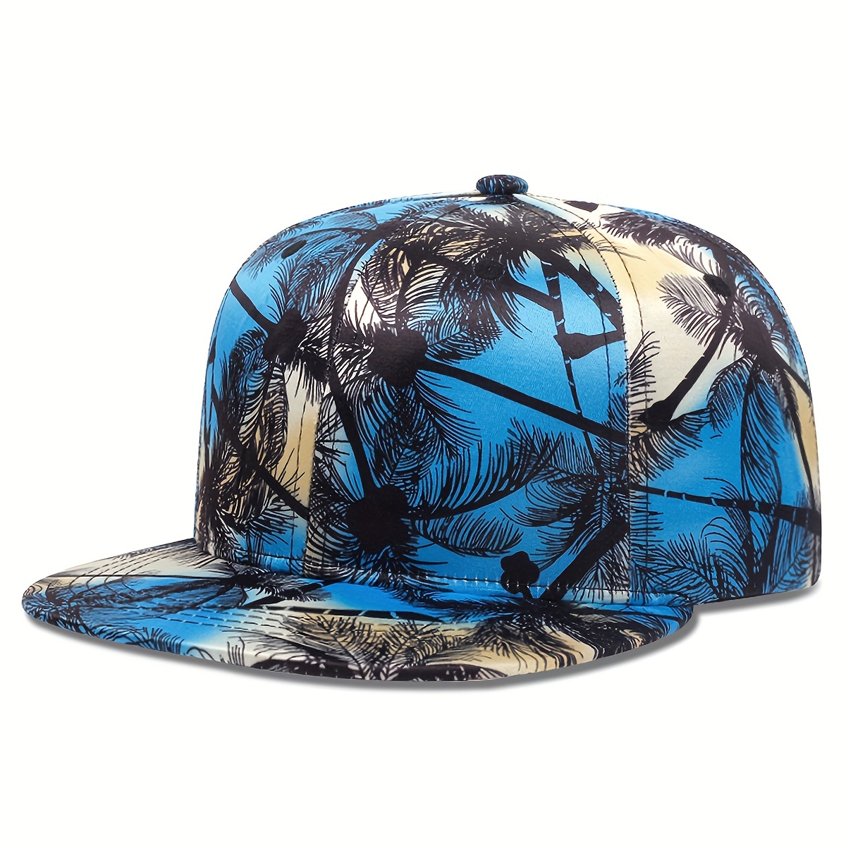 Coconut Tree Print Snapback Hat Hip Hop Breathable Mesh - Temu