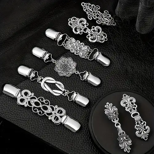 Dropship 6 Pcs Vintage Cardigan Clips Flower Butterfly Shirt Scarf Clip  Brooch Dress Clips Back Cinch Retro Sweater Clasp Collar Chain Clips Gold  Silver to Sell Online at a Lower Price