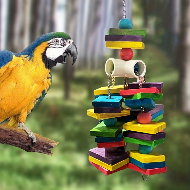 Wooden Block Birds Parrot Toy Parrot Chewing Toy Bird Beak