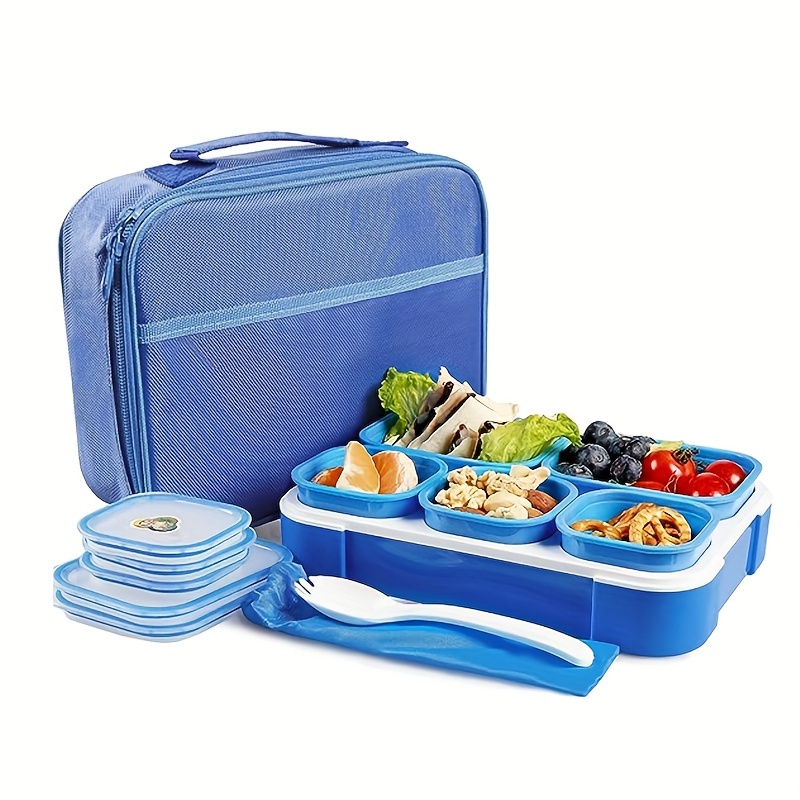 Salad Lunch Box Container Stackable with 5pcs Sauce Cups, with 5  Compartment New