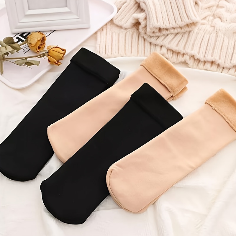 Winter Warm Socks Thermal Thick Snow Socks Simple Solid - Temu
