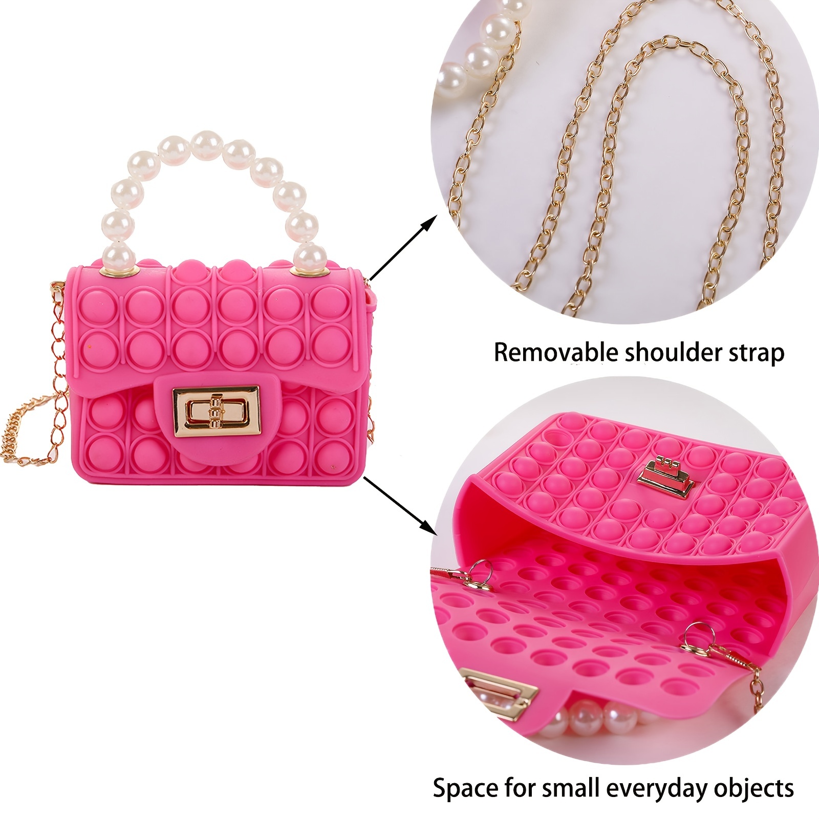 Adorable Mini Purse W/handles Removeable Chain Crossbody 