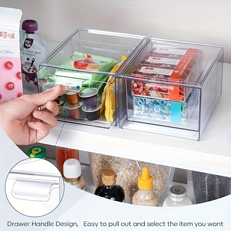 4 Pack Makeup Organizer Storage Drawers, Stackable Skincare Organizers,  Clear Plastic Storage Bins, Acrylic Bathroom Organizers for Vanity,  Undersink, Kitchen Cabinets, Pantry Organization and Storage
