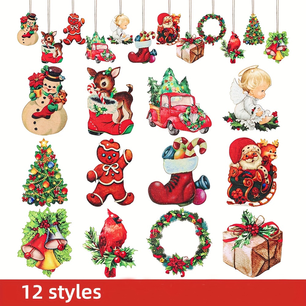 Christmas Elements Wood Hanging Ornaments Party Decor Tree - Temu Australia