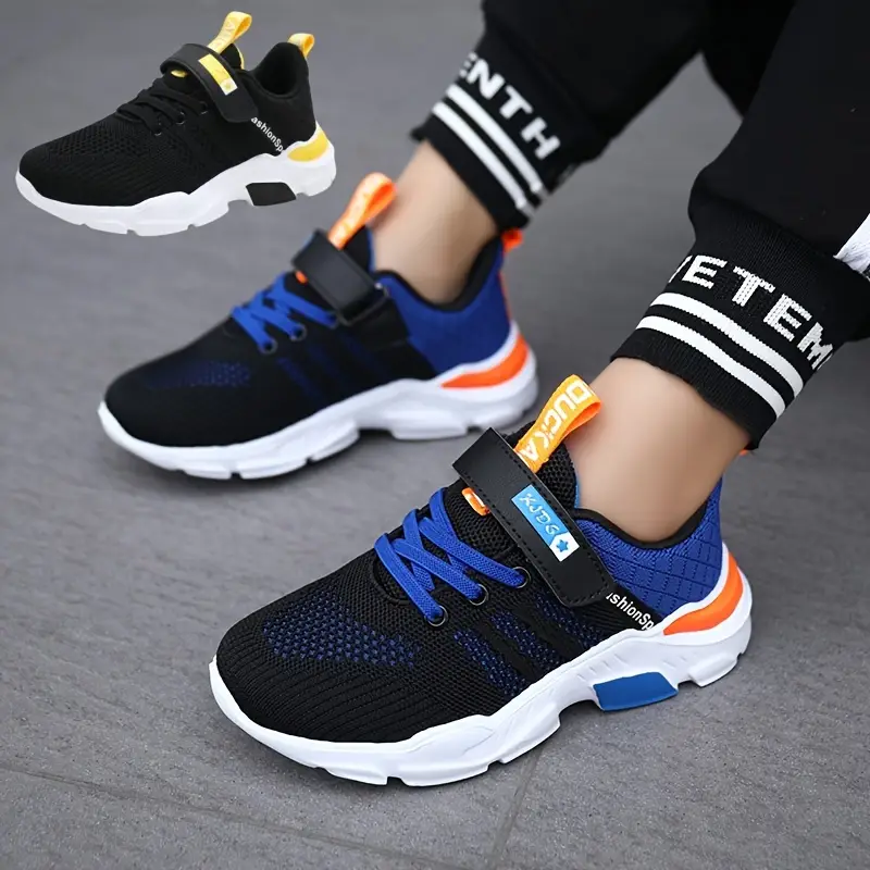 Zapatos Tejidos Transpirables Informales Con Cierre De Gancho Y Lazo Para Niños, Adolescentes, Zapatos Cómodos, Ligeros, Antideslizantes, Bajos, Para Correr, Para Interiores, Exteriores, Primavera Y Otoño detalles 7