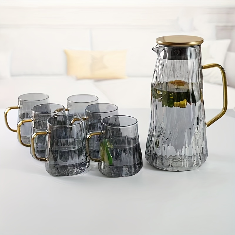 Glass Pitcher And Cups, Heavy Duty Water Pitcher, Heat Resistant