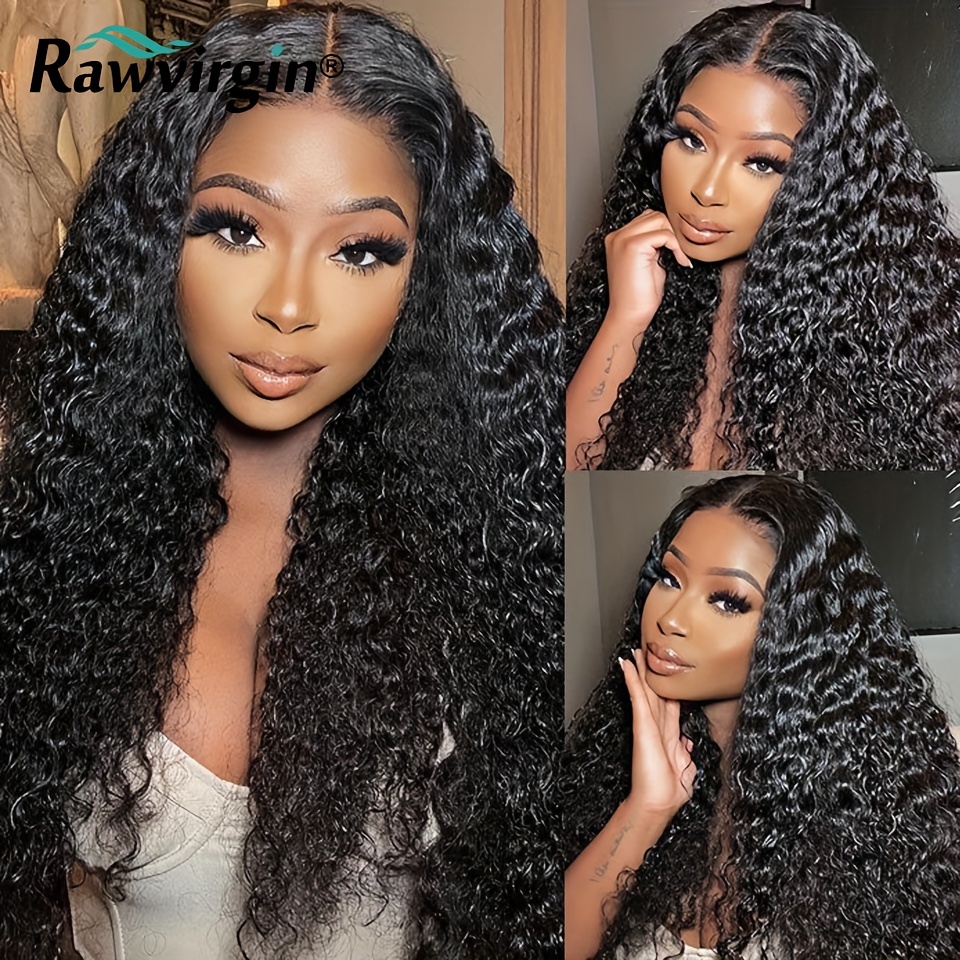 Water Wave Lace Frontal Wig Natural Black Colored 150% 13x6 Lace Front  Human Hair Wigs Curly Glueless Wigs For Women Pre Plucked Brazilian Virgin  Hair